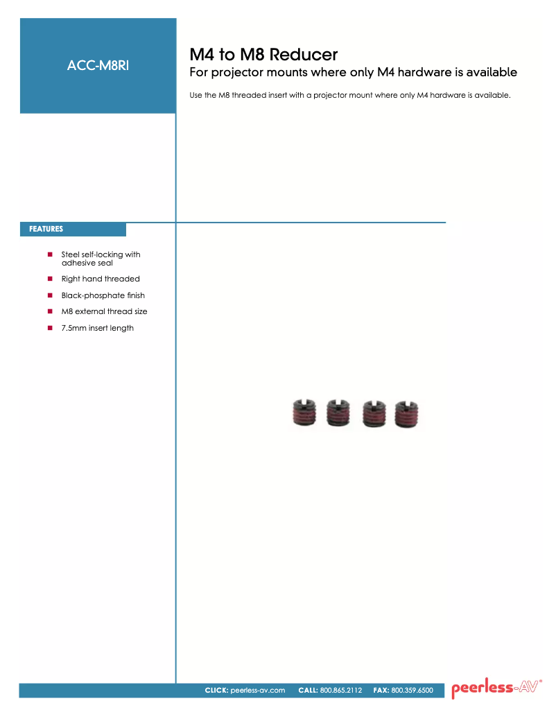 Page 1 of the manual User Manual Peerless-AV ACC-M8RI