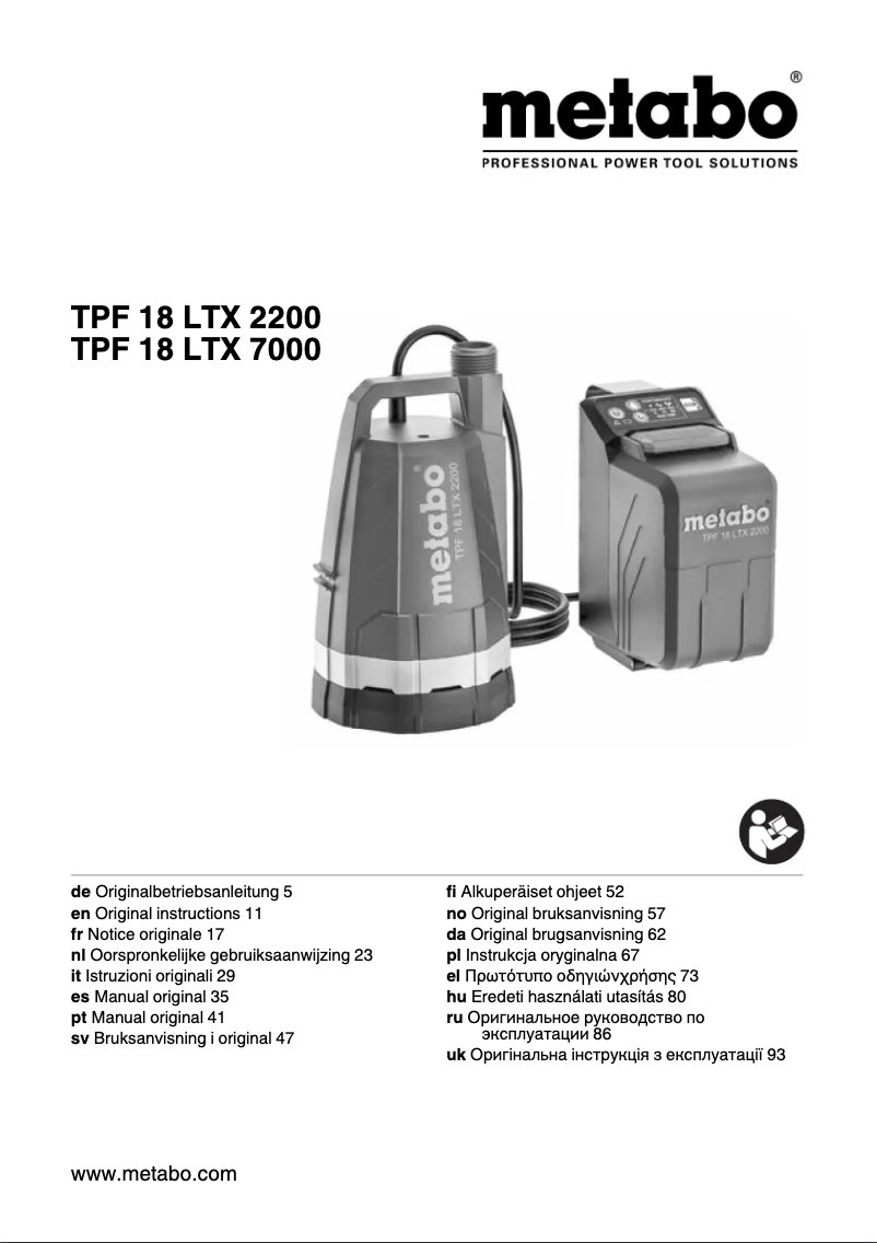 First page image of the manual for TPF 18 LTX 7000