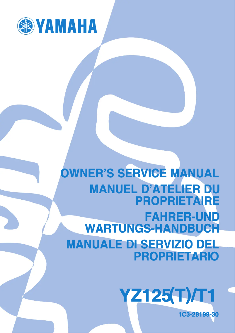 First page image of the manual for YZ125 (2004)