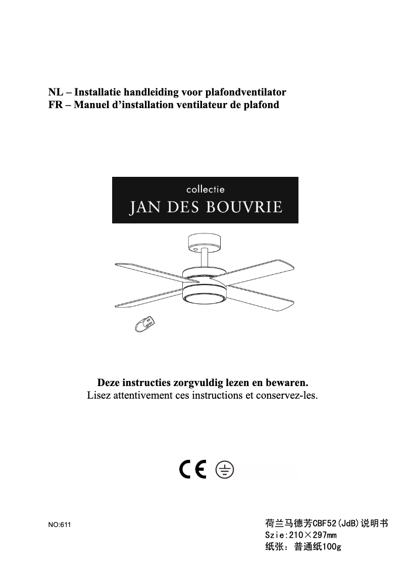 Page 1 of the manual User Manual Jan des Bouvrie CBF52