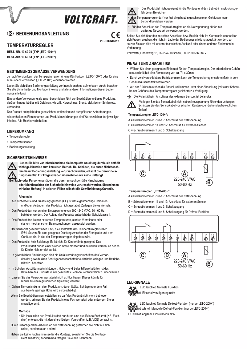 Page 1 of the manual User Manual Voltcraft ETC-200+