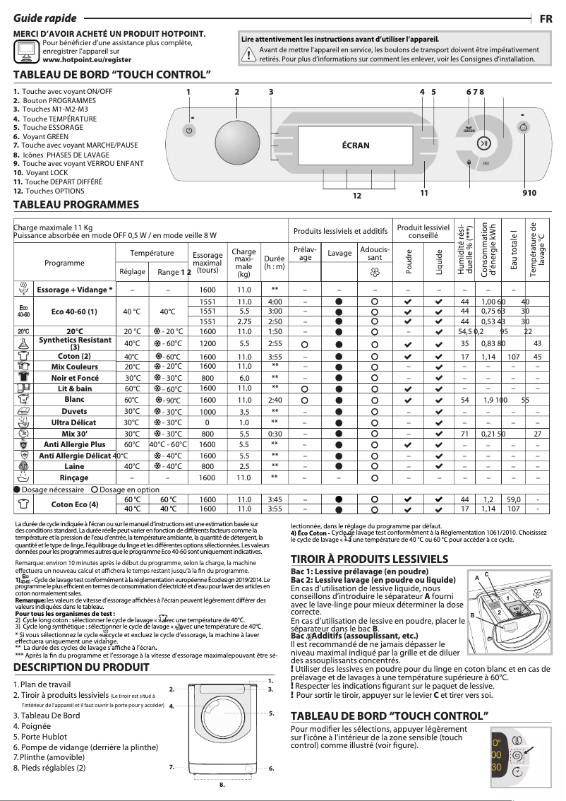 Page 1 of the manual User Manual Hotpoint AQ116D68SDEN