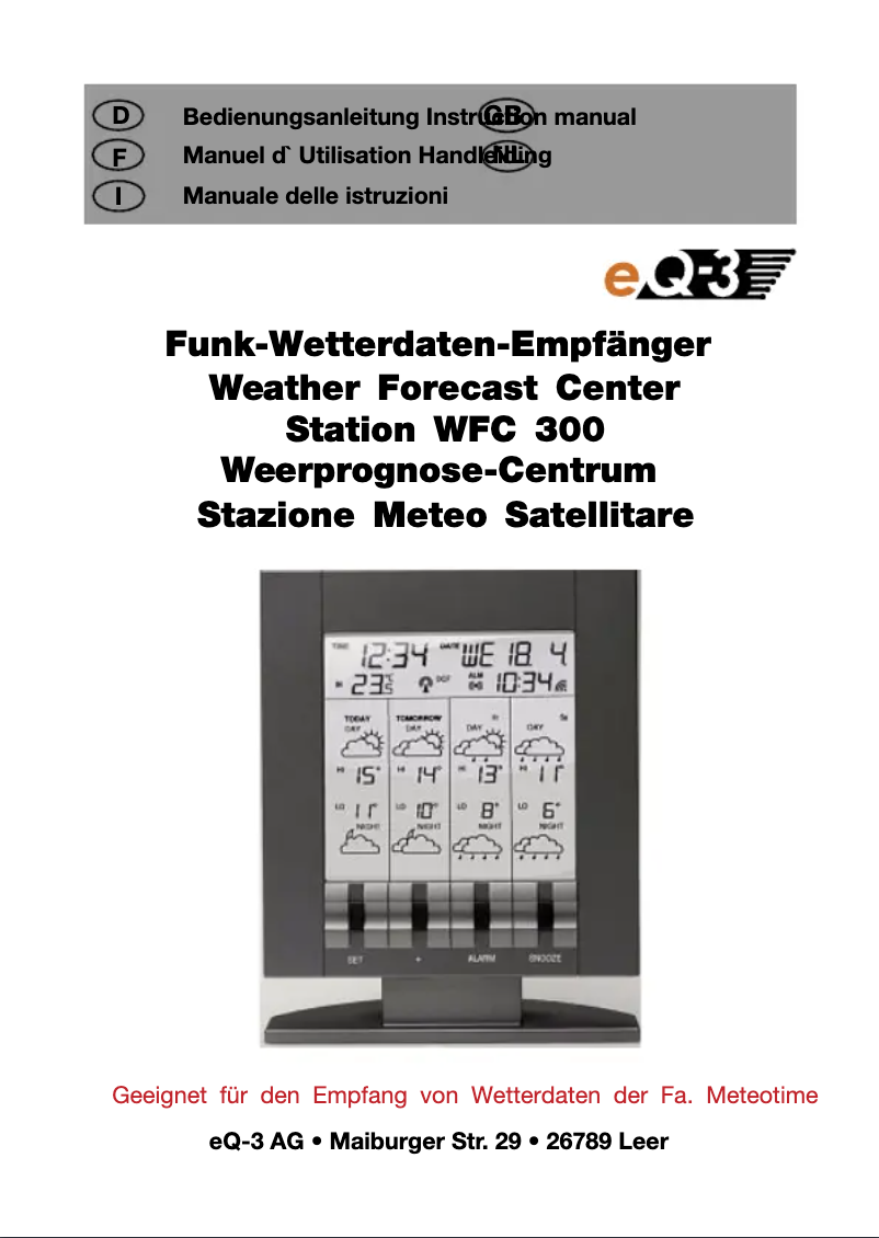 Image de la première page du manuel de l'appareil WFC300