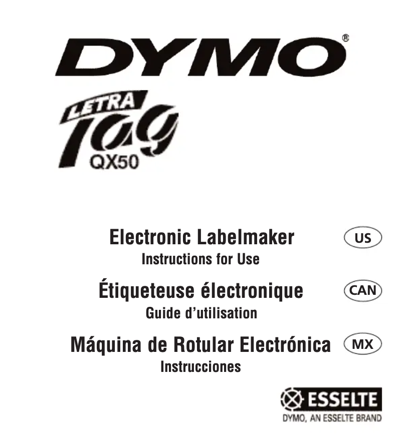 First page image of the manual for LetraTag QX50