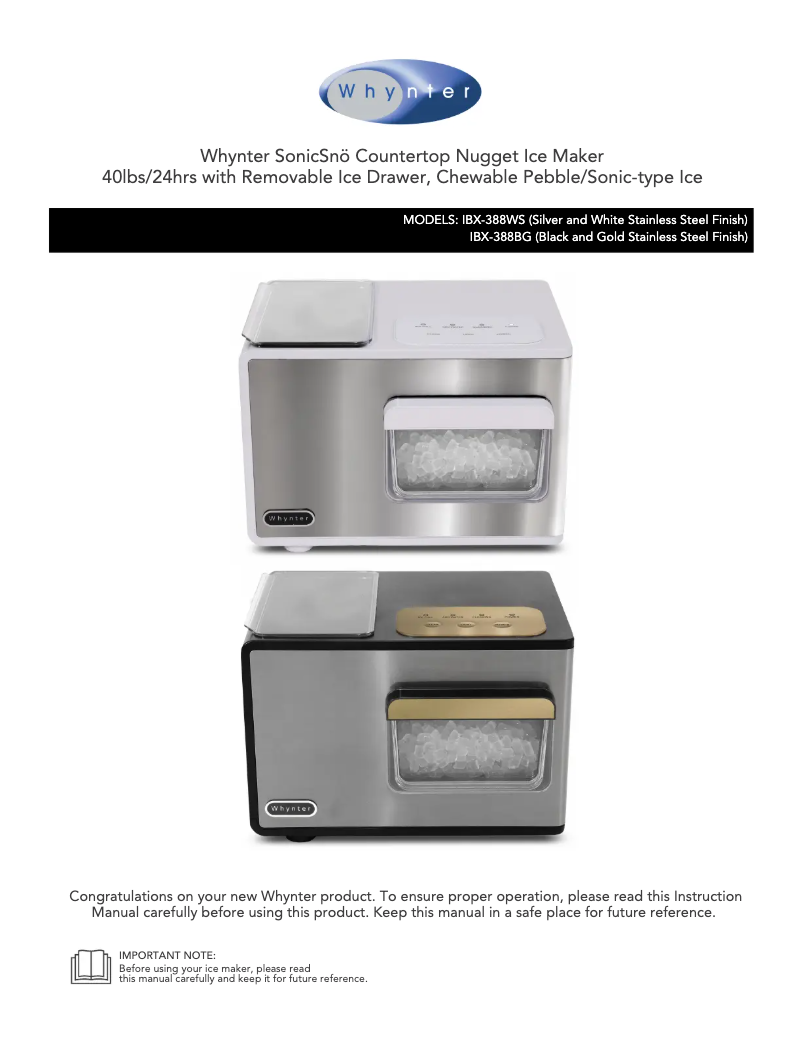 First page image of the manual for IBX-388WS