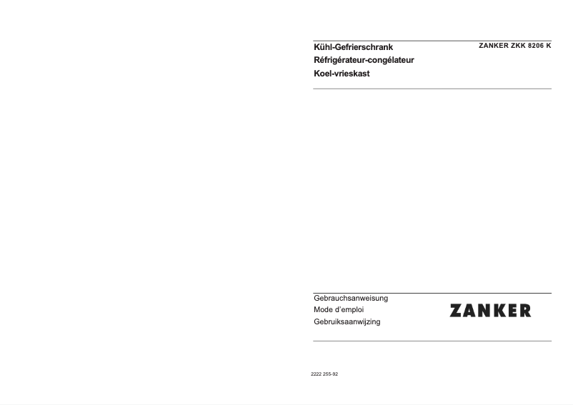 First page image of the manual for ZKK8206K