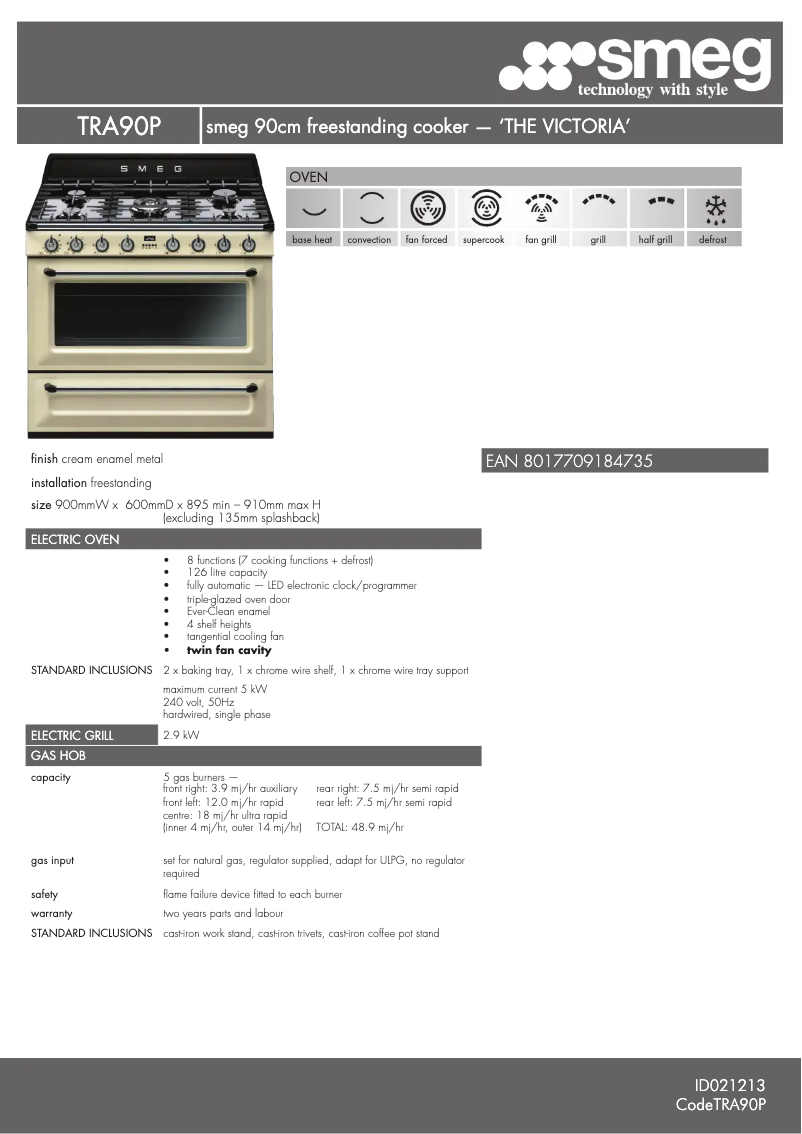 First page image of the manual for TRA90P