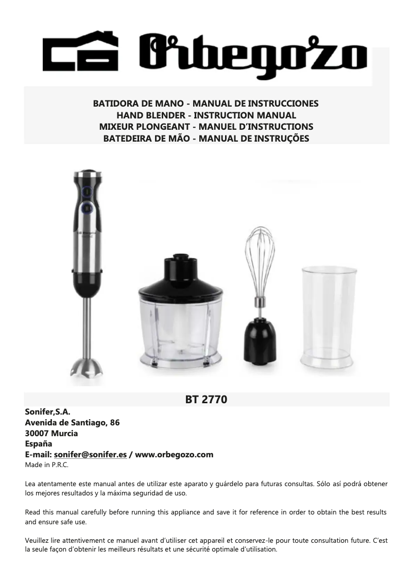 First page image of the manual for BT 2770