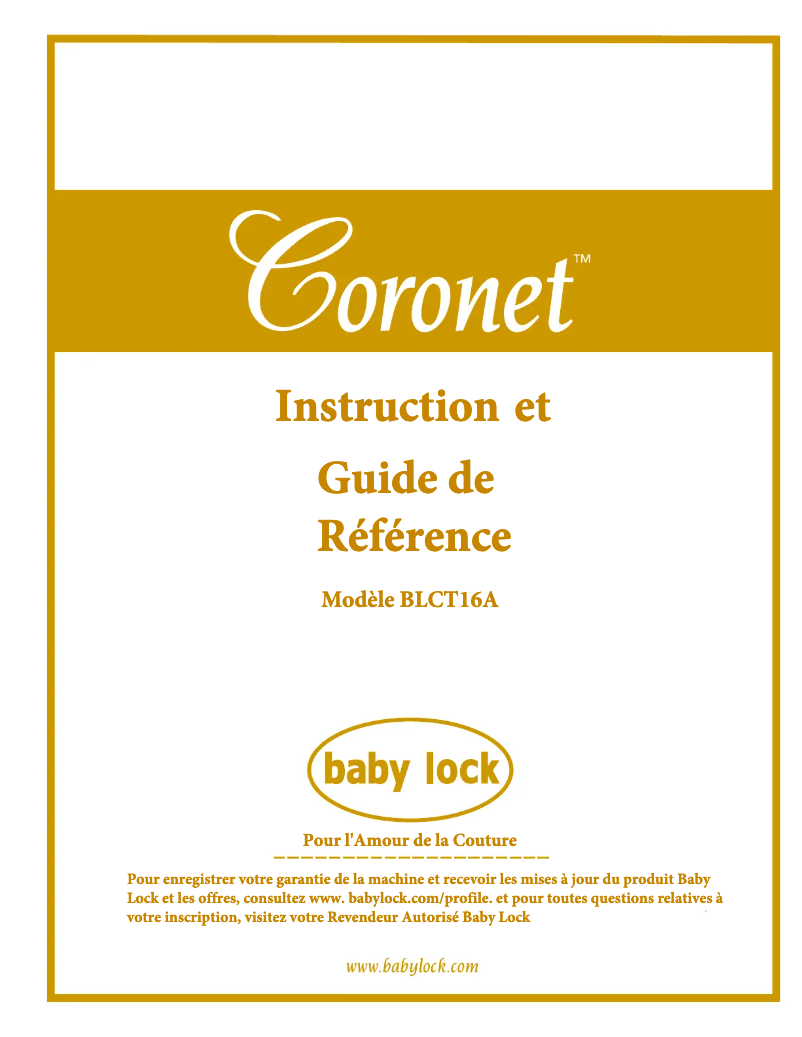 Page 1 of the manual User Manual Baby Lock Coronet