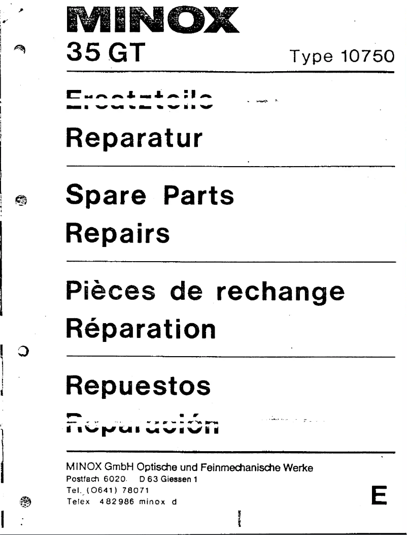 First page image of the manual for 35 GT