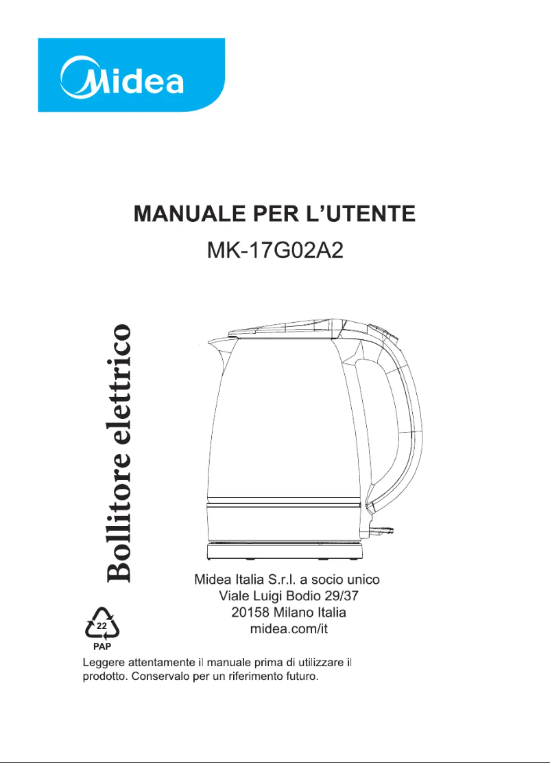 Page 1 de la notice Manuel utilisateur Midea MK-17G02A2