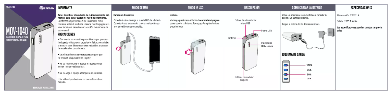 First page image of the manual for MOV-1040