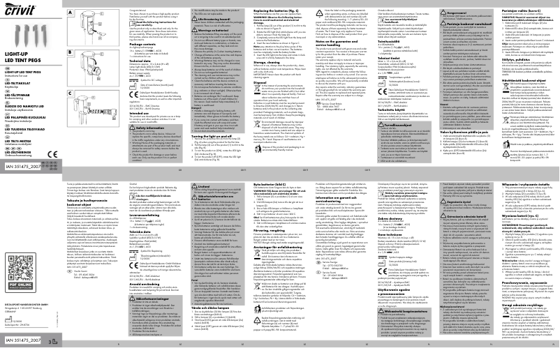 Page 1 of the manual User Manual Crivit IAN 351475