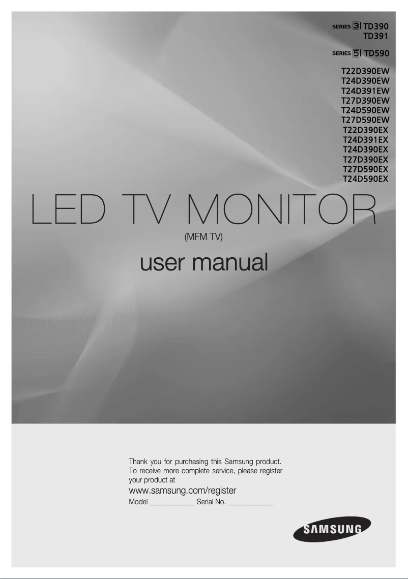 First page image of the manual for LT27D390EW