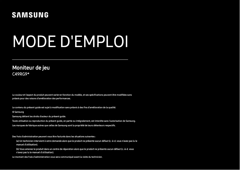 First page image of the manual for C49RG90SSE