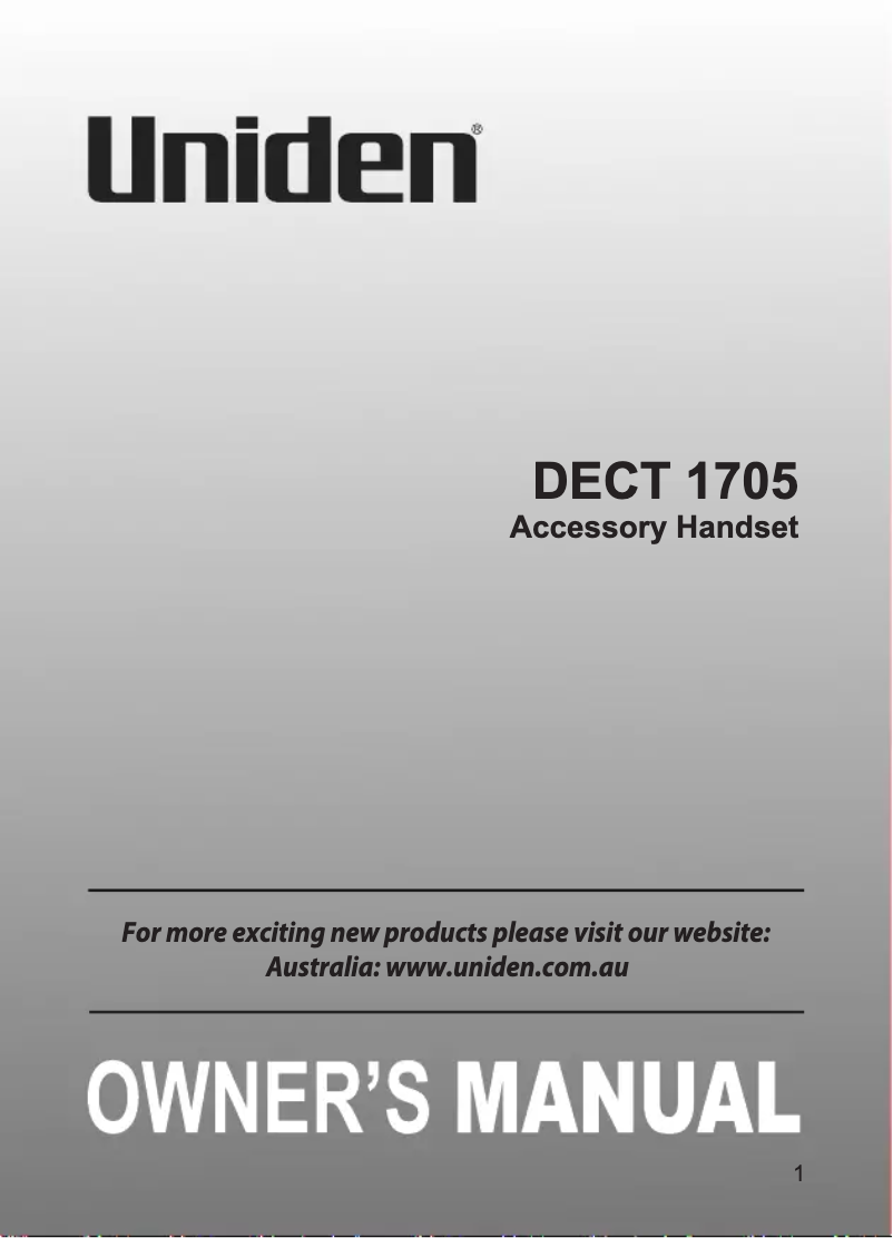 Page 1 of the manual User Manual Uniden DECT 1705