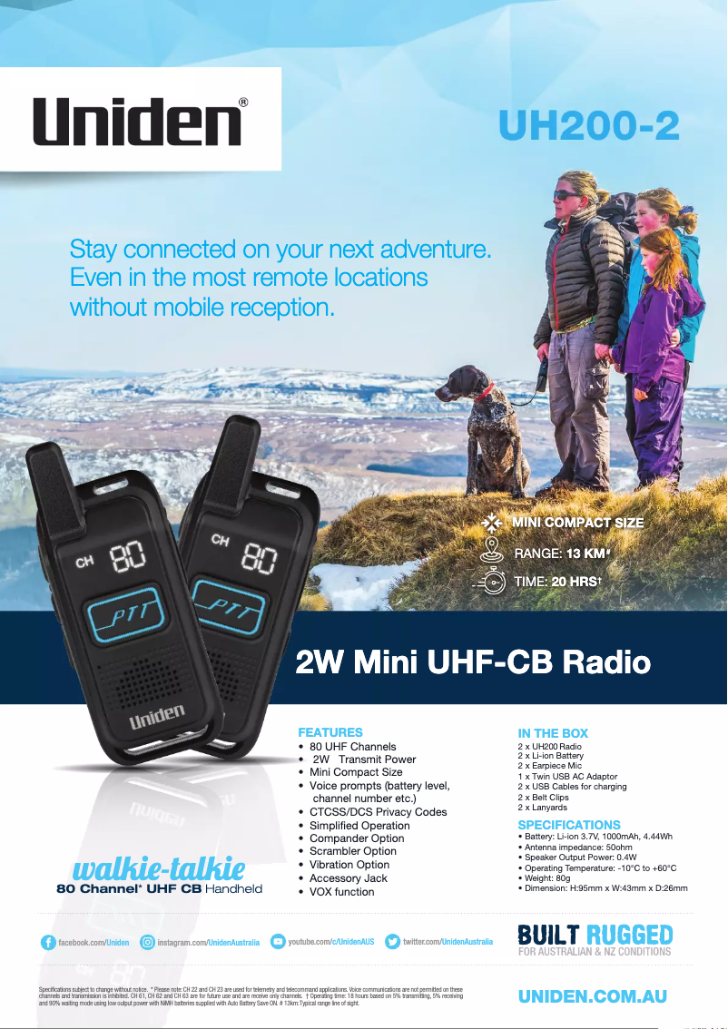 Page 1 of the manual Brochure Uniden UH200