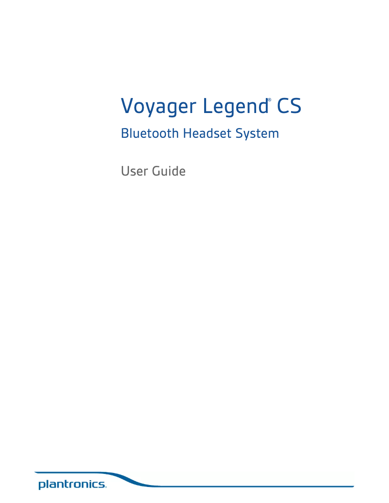 Page 1 of the manual User Manual Plantronics Voyager Legend CS