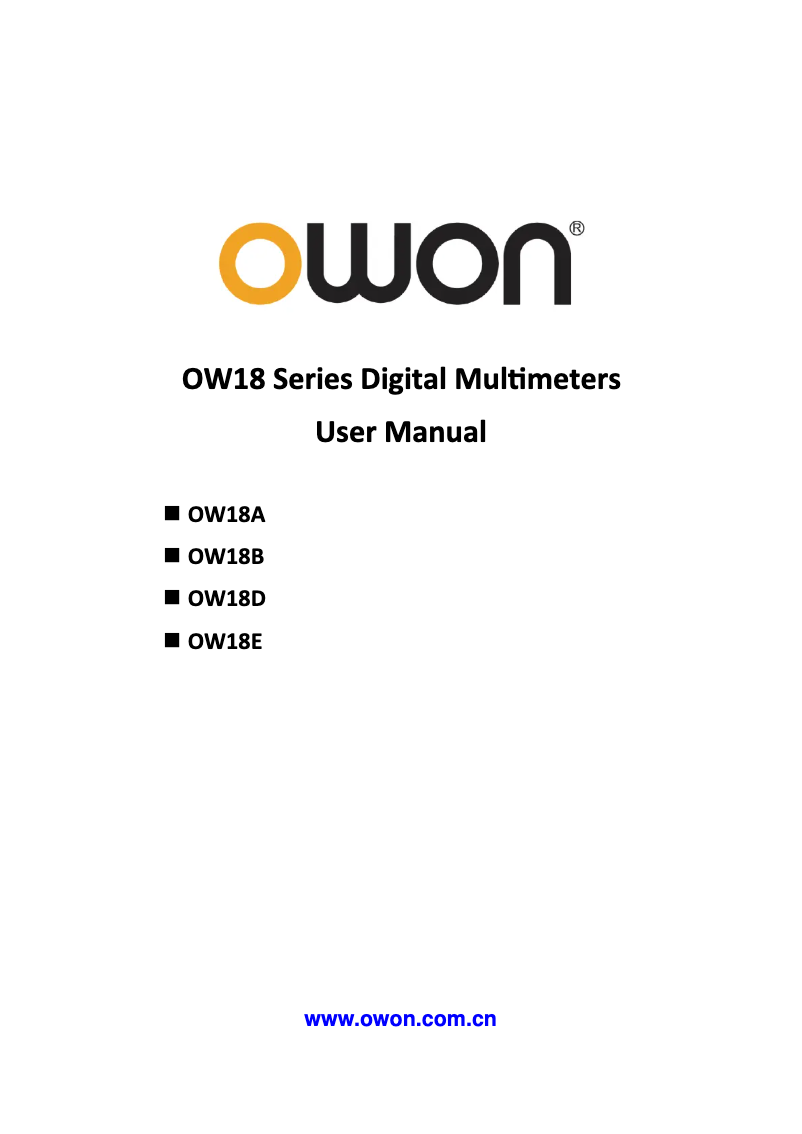 First page image of the manual for OW18