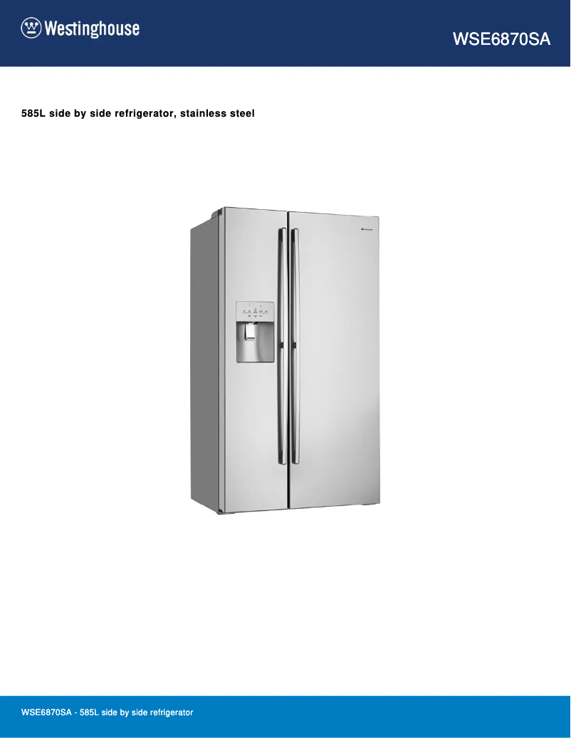 First page image of the manual for WSE6870SA