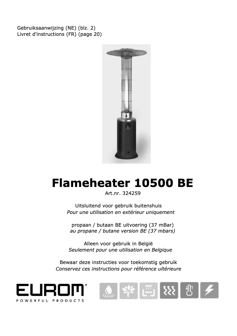 First page image of the manual for Flameheater 10500