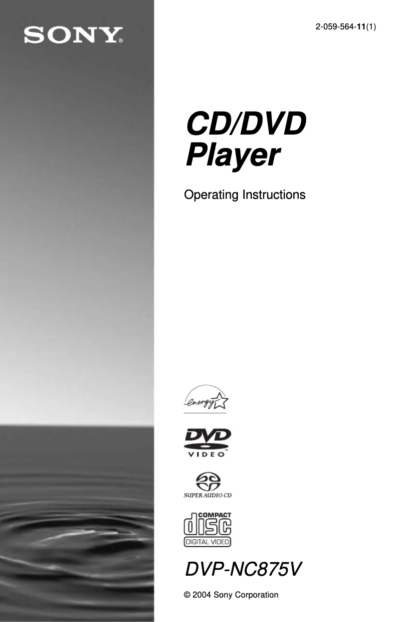 First page image of the manual for DVP-NC875V
