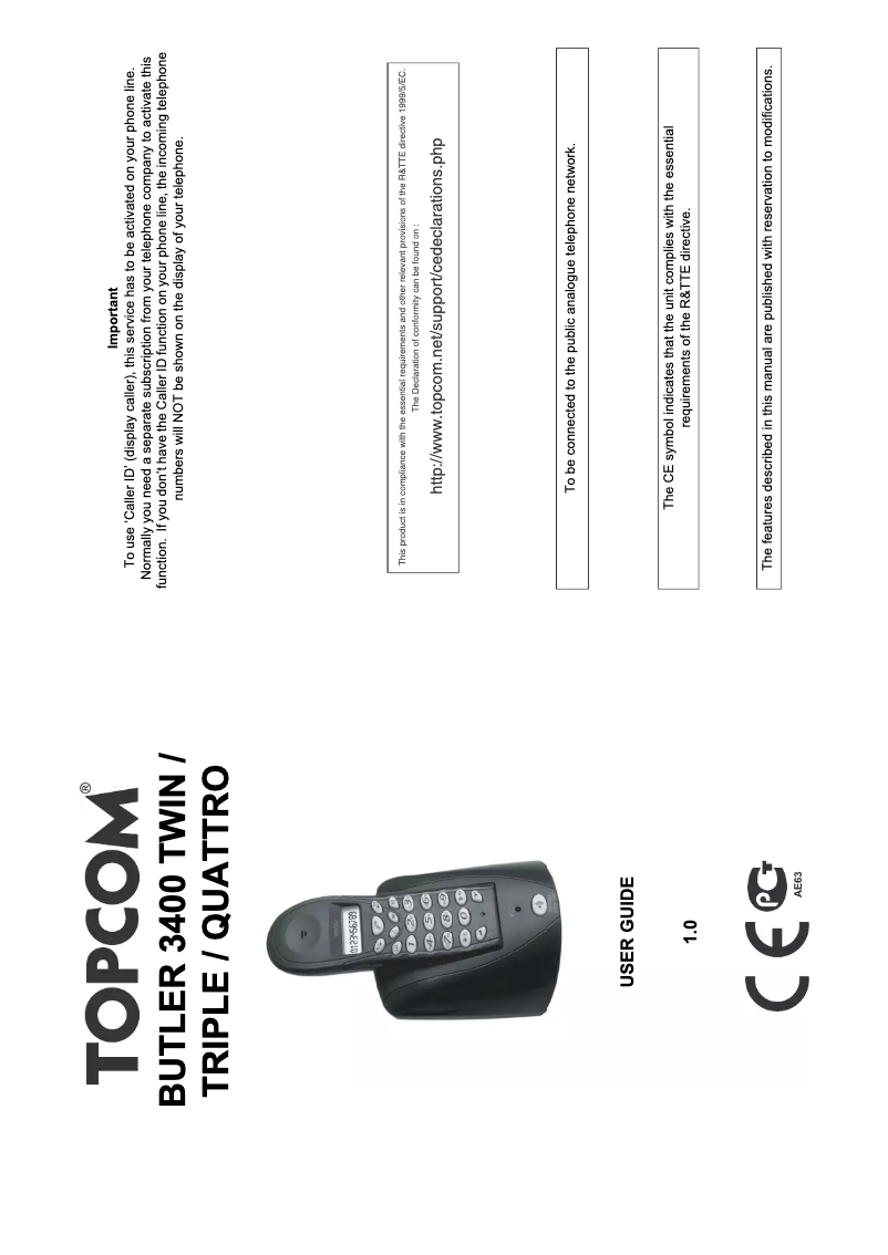 First page image of the manual for Butler 3400