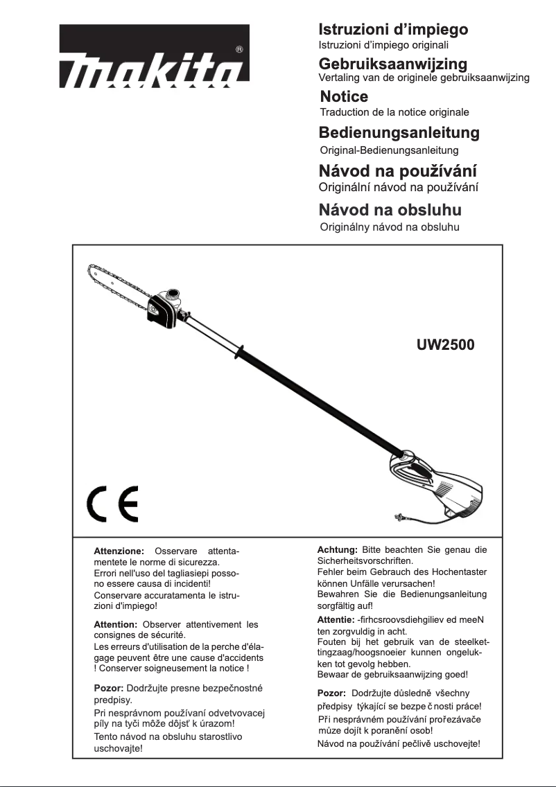 Page 1 of the manual User Manual Makita UW2500