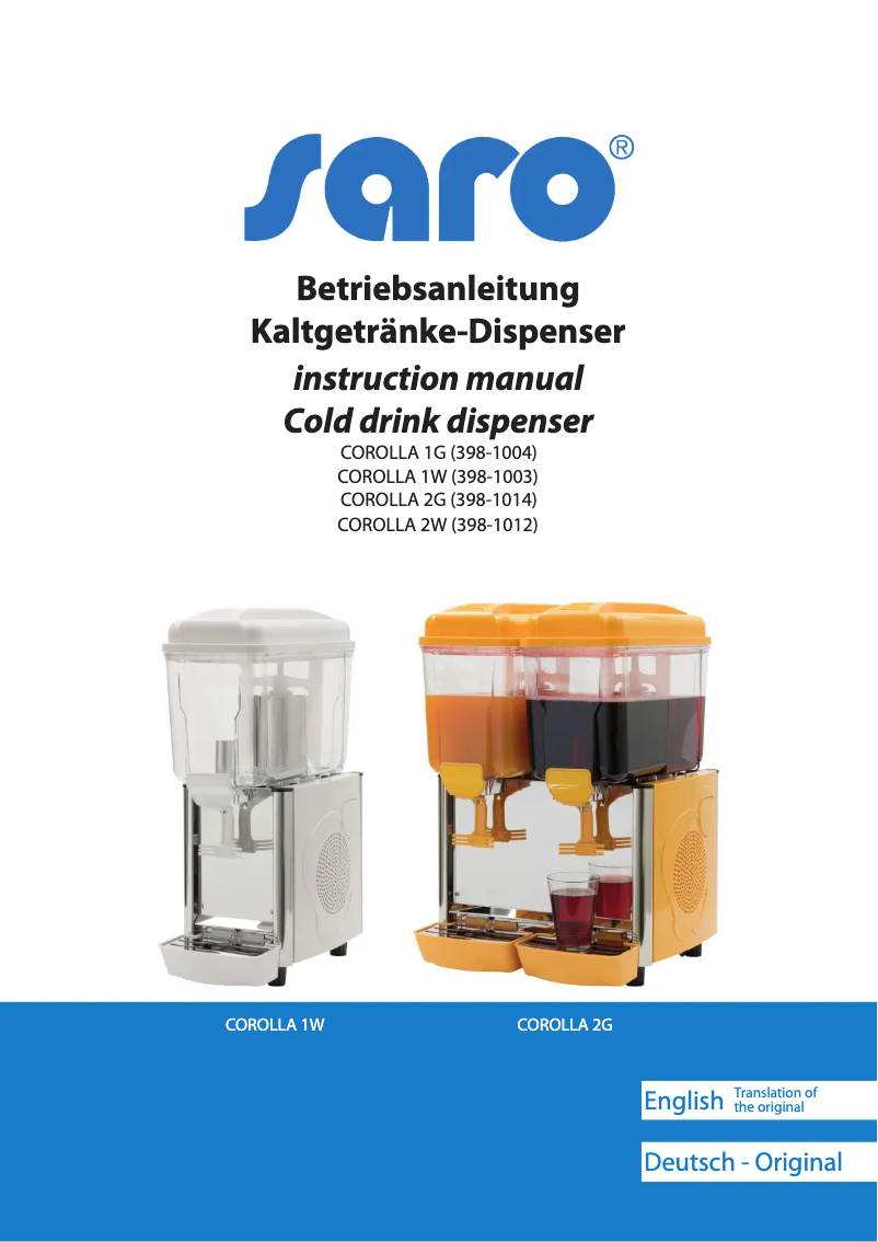 Image de la première page du manuel de l'appareil COROLLA 1G