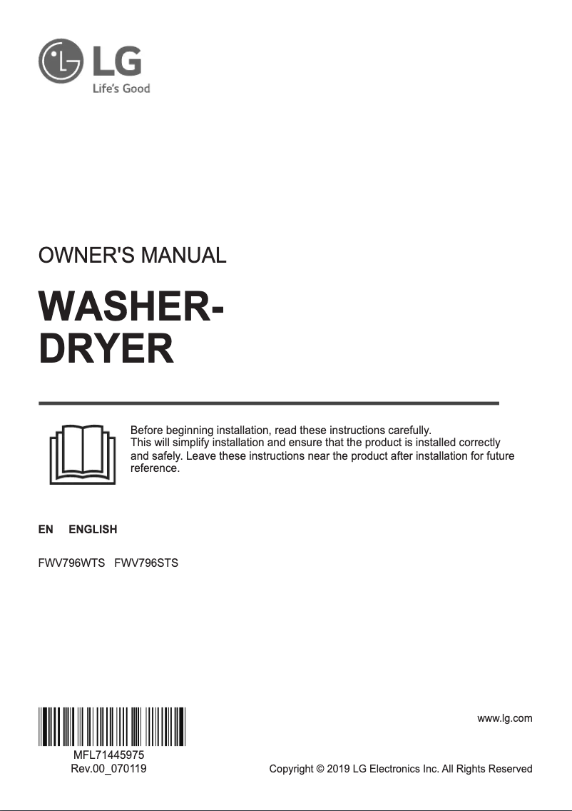 Page 1 of the manual User Manual LG FWV796WTS