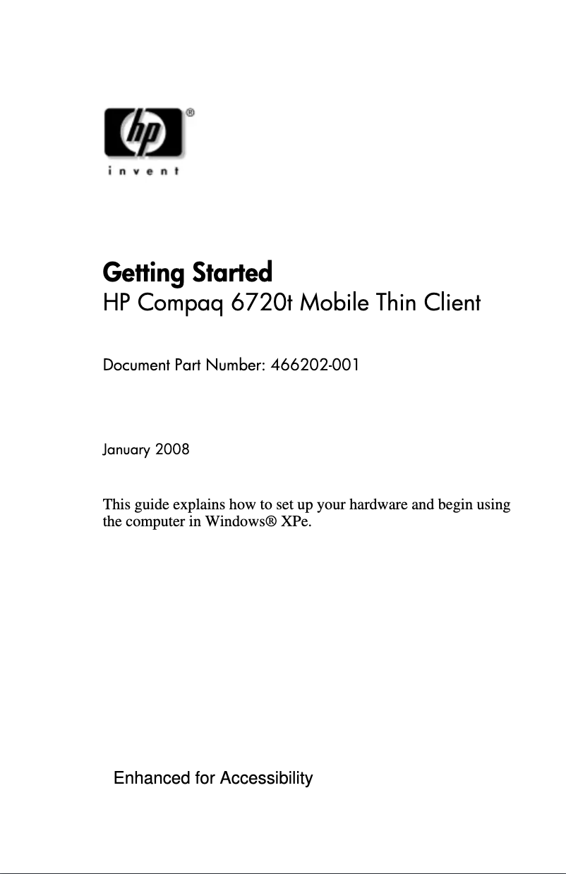 Page 1 of the manual User Manual HP Compaq 6720t