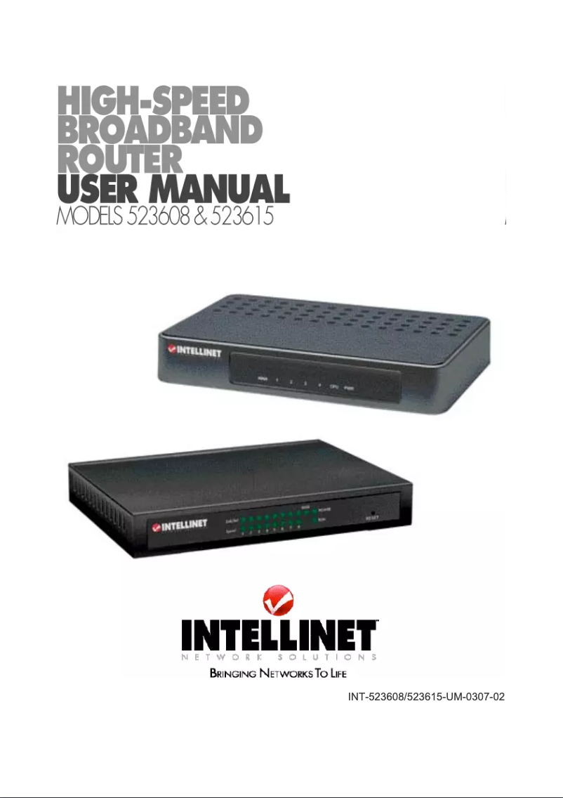 First page image of the manual for High Speed Broadband Router 523608