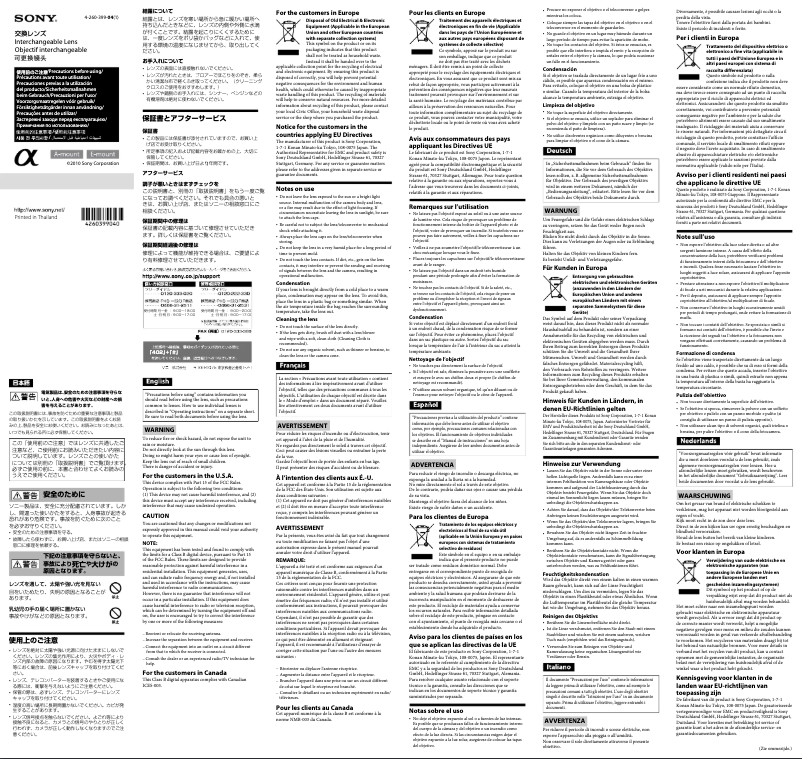 Page 1 of the manual User Manual Sony SEL16F28