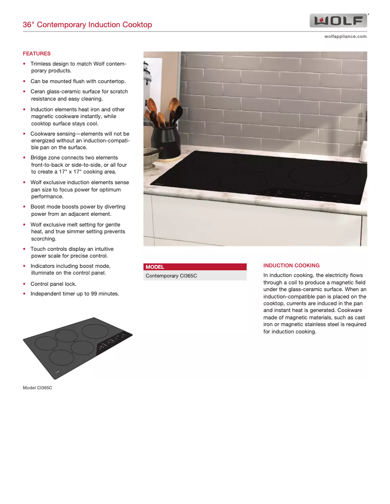 Page 1 of the manual Technical Sheet Wolf CI365C/B