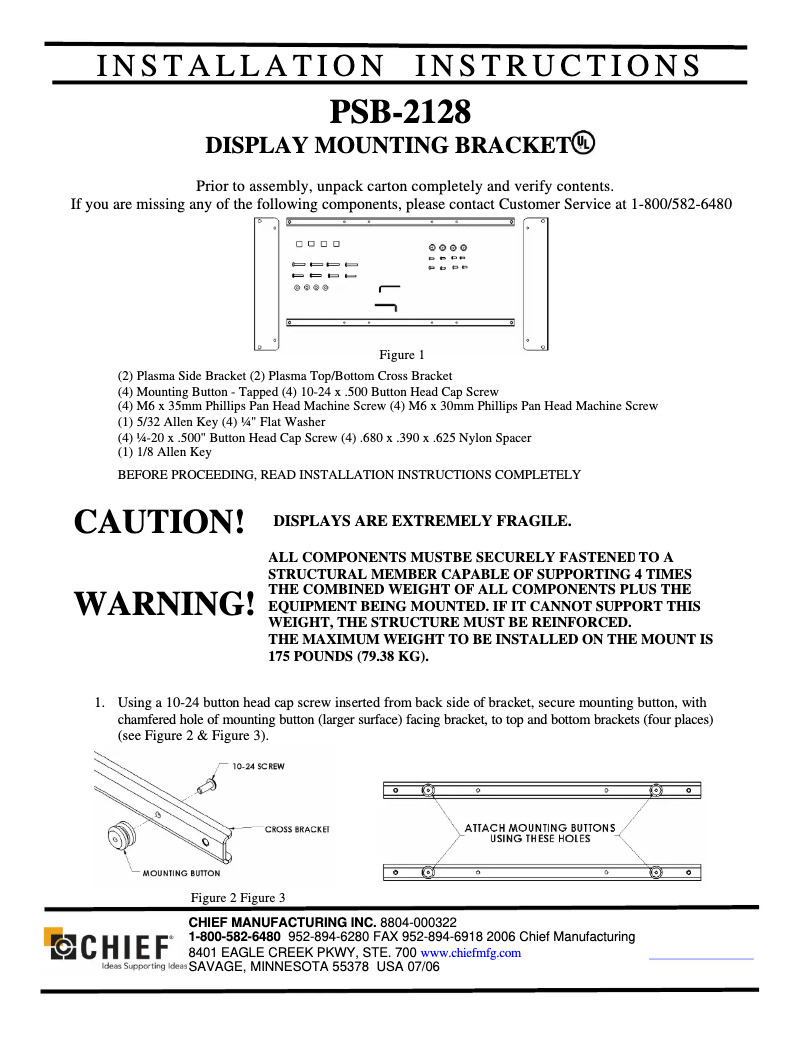 Page 1 of the manual User Manual Chief PNR2128B