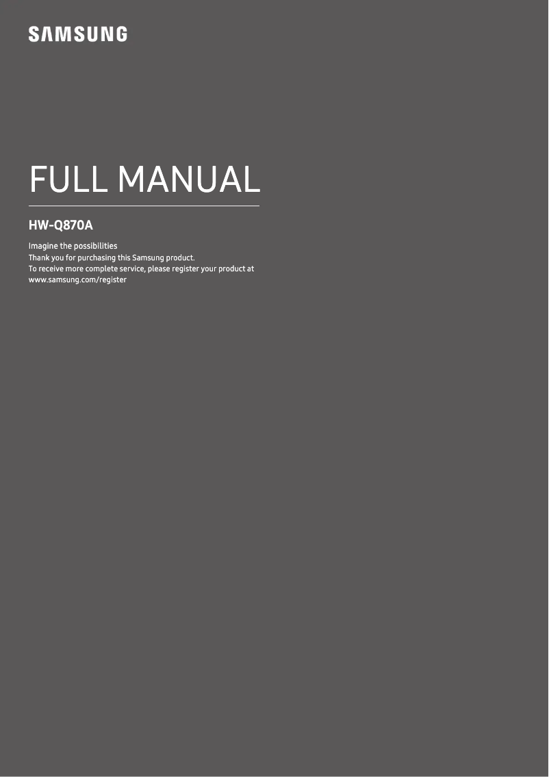 First page image of the manual for HW-Q870A
