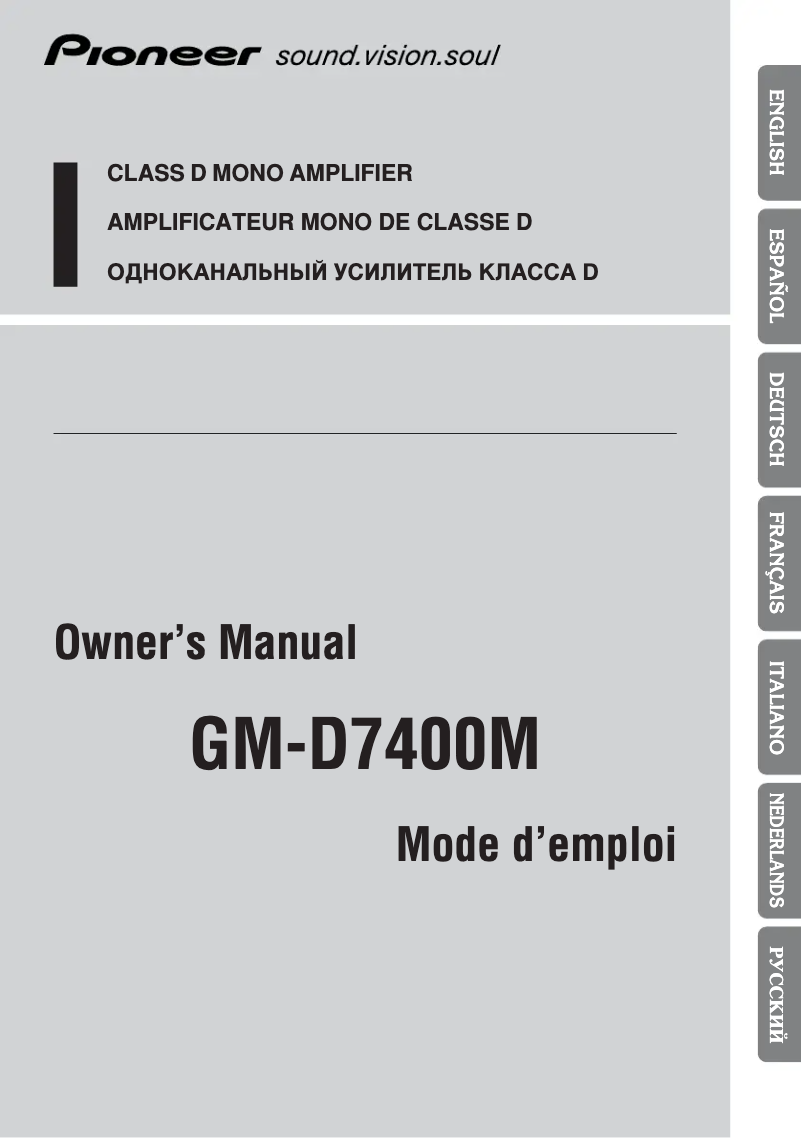 Page 1 of the manual User Manual Pioneer GM-D7400