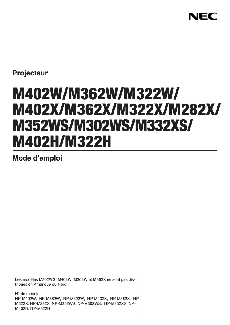 Image de la première page du manuel de l'appareil M362X