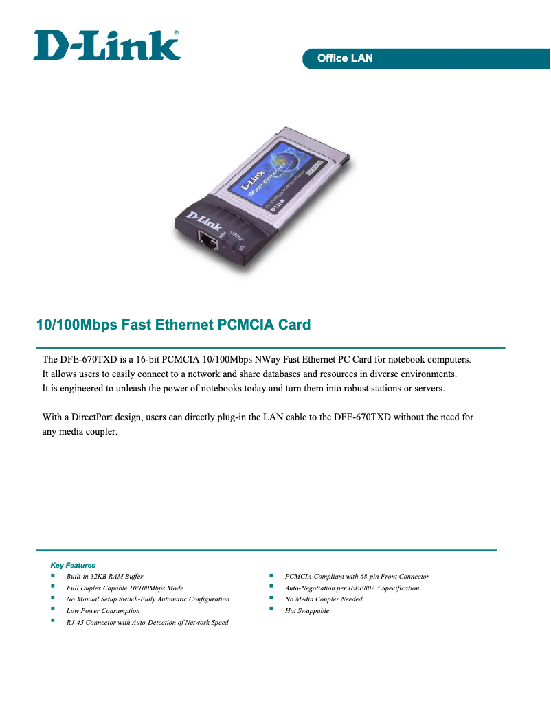 First page image of the manual for DFE-690TXD