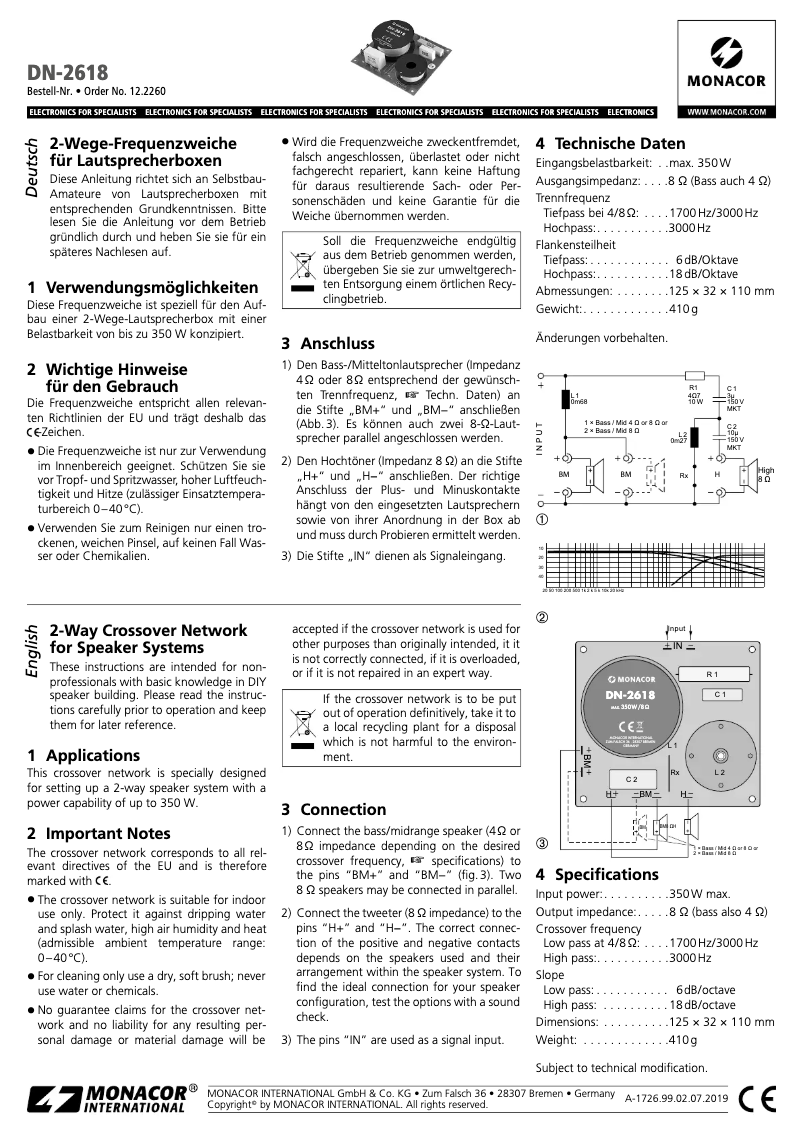 Page 1 of the manual User Manual Monacor DN-2618