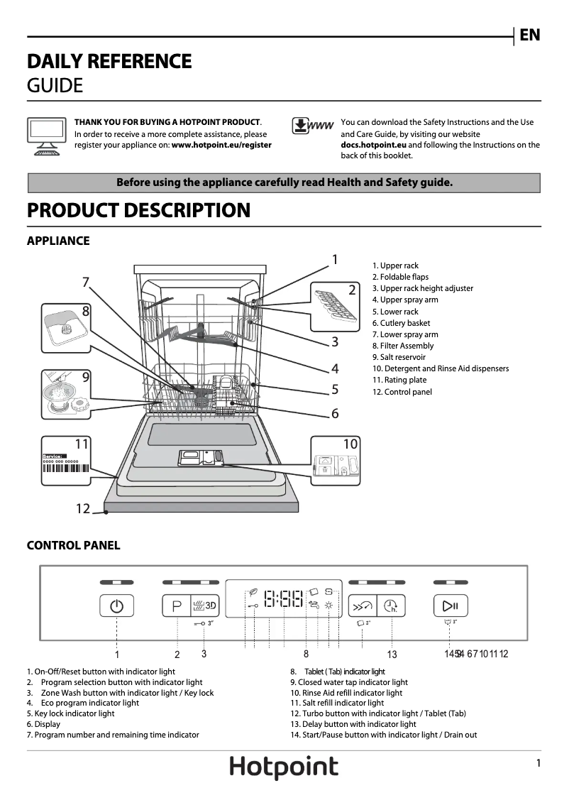 First page image of the manual for HDFO 3C24 W C X UK