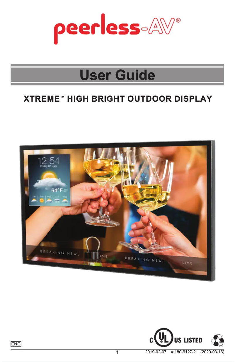 Page 1 of the manual User Manual Peerless-AV Xtreme XHB652-EUK