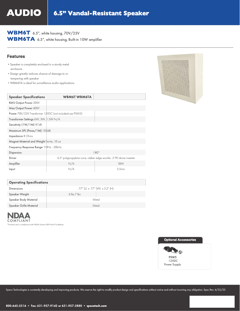 First page image of the manual for WBM6TA