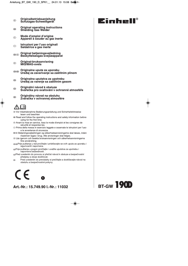 First page image of the manual for BT-GW 190 D Set