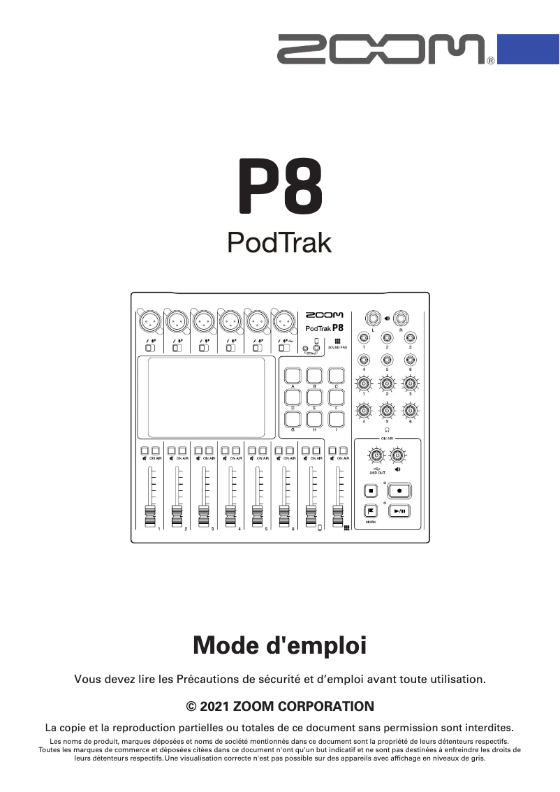 First page image of the manual for PodTrak P8