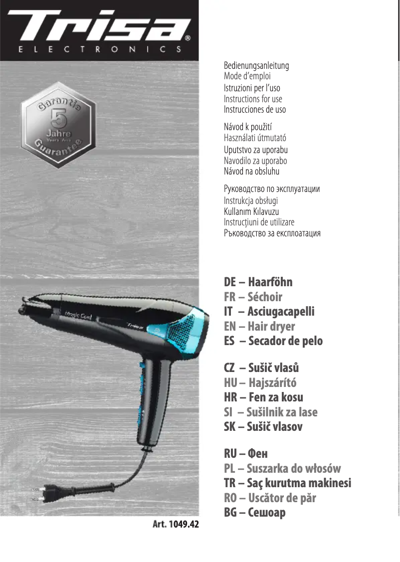 Page 1 of the manual User Manual Trisa Magic Cord 2200W 1049.42