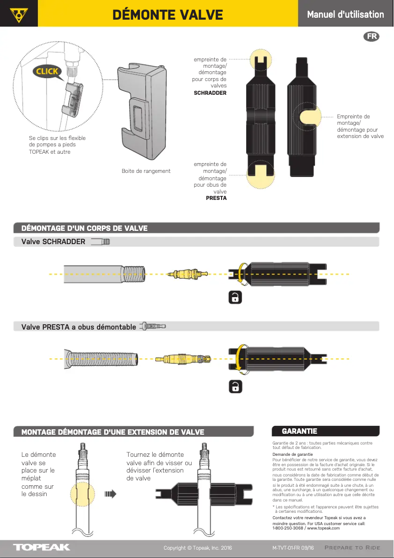Page 1 of the manual User Manual Topeak VALVE TOOL