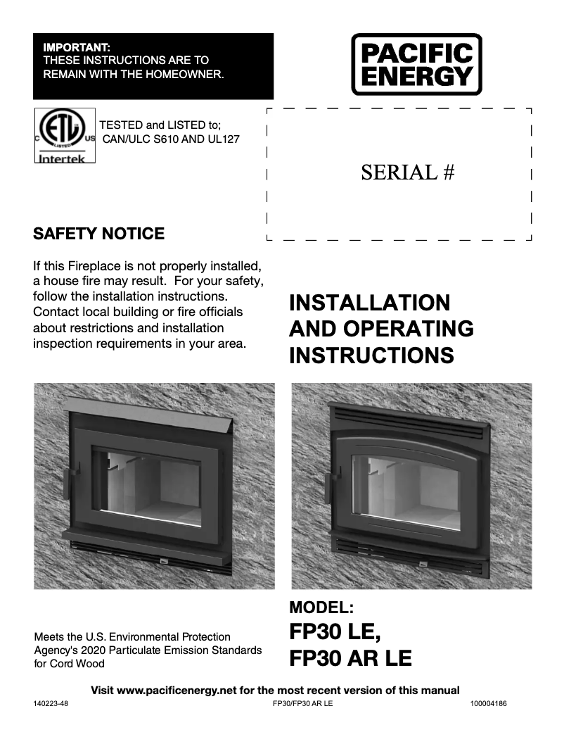 First page image of the manual for FP30 LE