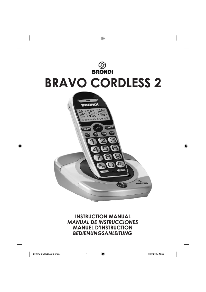 Page 1 of the manual User Manual Brondi Bravo Cordless 2