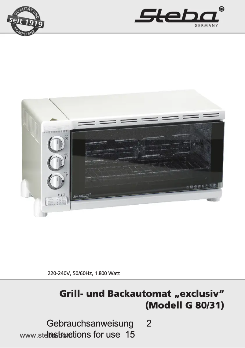 Page 1 of the manual User Manual Steba G 80/31